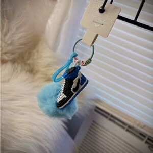 Nike Blue and Black Pom Pom Keychain